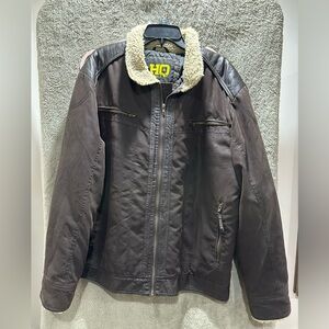 HQ Men's Dark Brown Jacket with Shearling Collar